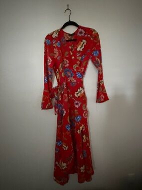 Romeo and Juliet. Red  Floral Wrap Maxi Dress - Women's